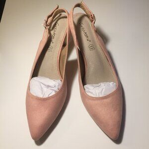 New/Never Worn Pink Suede Slingbacks Size 10 Sexy Kitten Heel